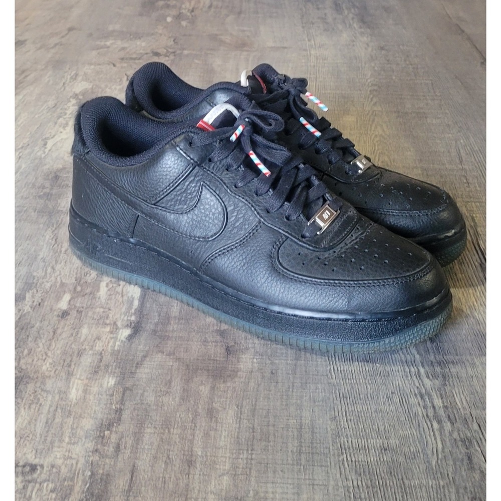 Nike Air Force 1 Chicago CT1520-001‎ All Black Low Top Sneakers Shoes Mens 8 EUC